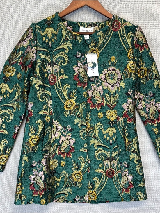 Peck & Peck Jackets & Blazers - NWT Vintage Peck & Peck Tapestry Green Gold Coat Jacket Women S Brocade Floral